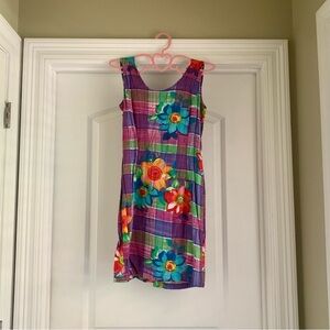 Vintage jams world bloom floral plaid dress